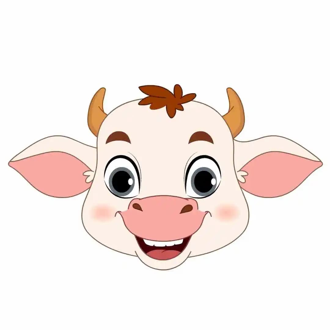 A cute baby cow face expression animated vector cartoon character AKA Aaru The Cow