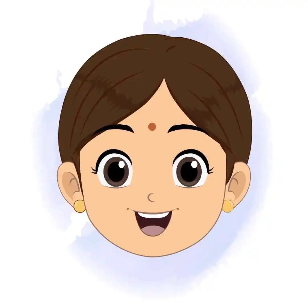 An Indian cartoon woman face expression animated vector cartoon character AKA Rekha