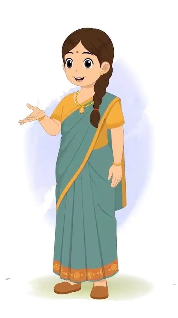 An Indian cartoon animated woman talking pose vector cartoon character AKA Rekha