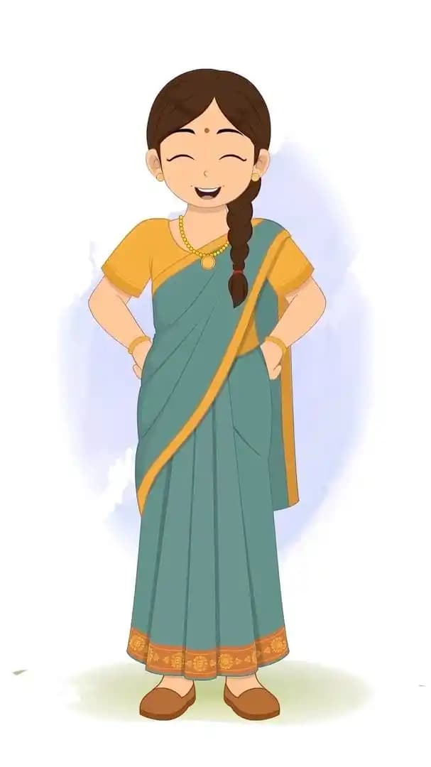 An Indian cartoon woman laughing animated vector cartoon character AKA Rekha