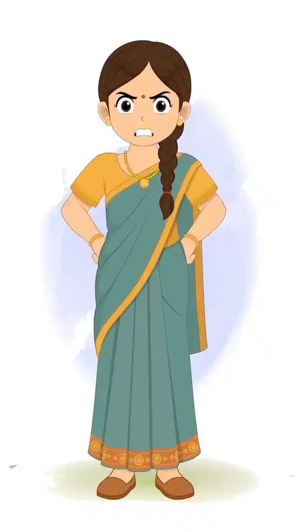 An Indian cartoon angry woman animated vector cartoon character AKA Rekha