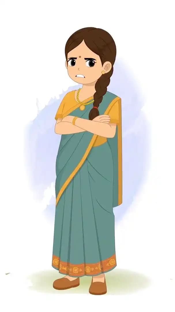 An Indian cartoon annoyed woman animated vector cartoon character AKA Rekha