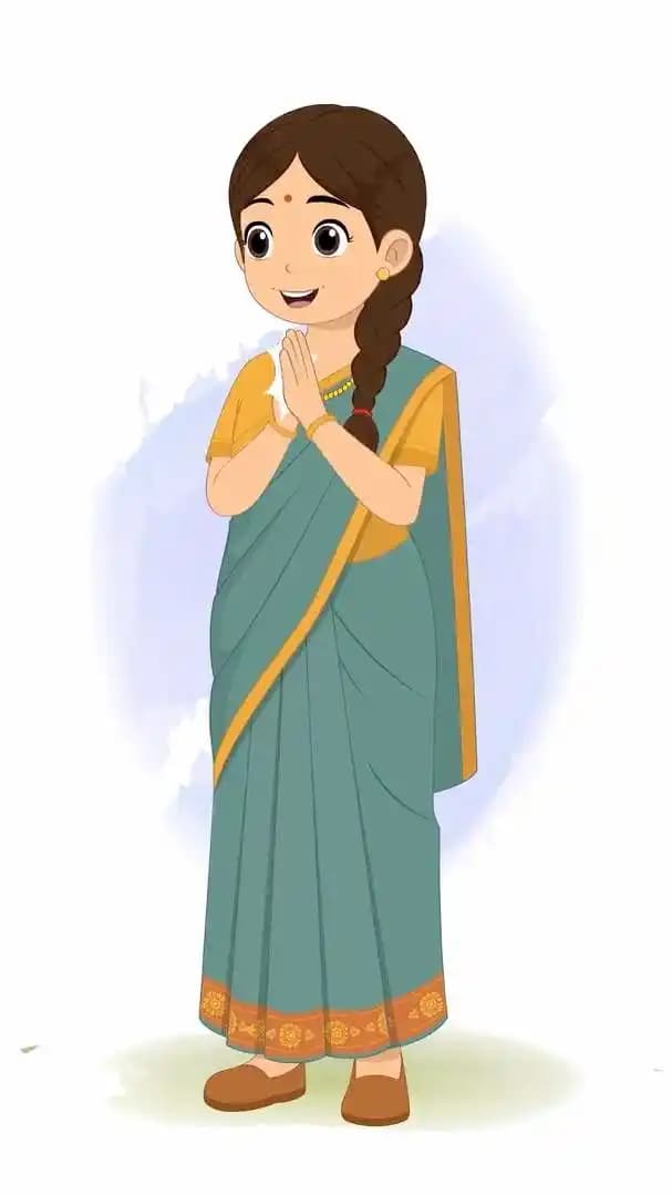 An Indian cartoon woman clapping animated vector cartoon character AKA Rekha