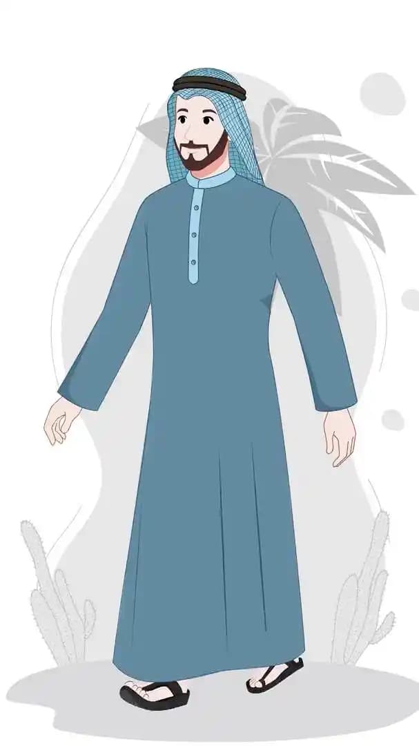 A muslim arab sheikh animated walk cycle vector cartoon character AKA Mustafa