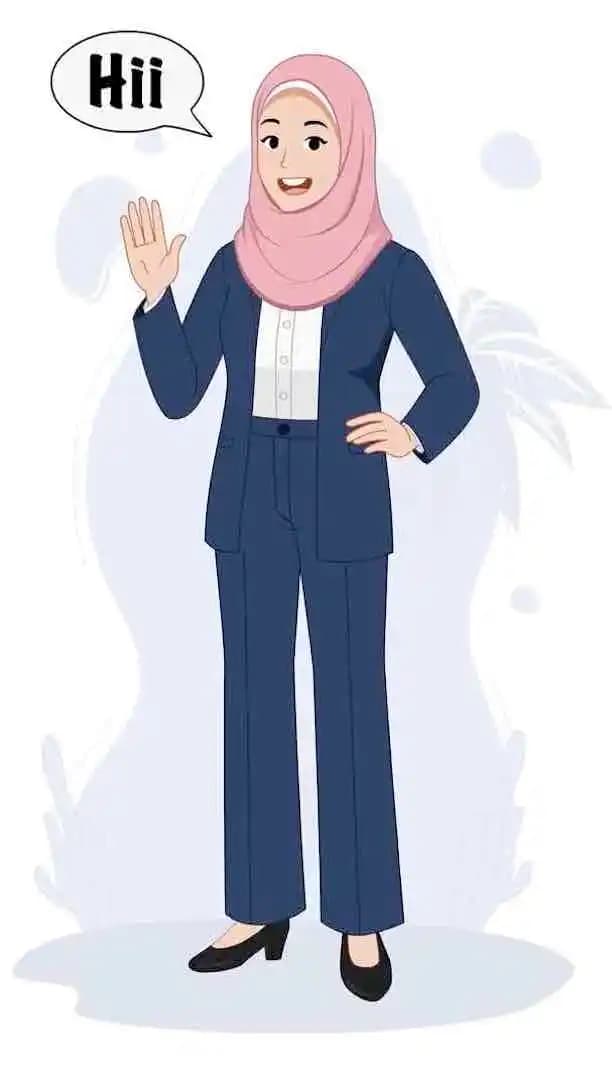 A female muslim office employee saying hi animated vector cartoon character AKA Maryam
