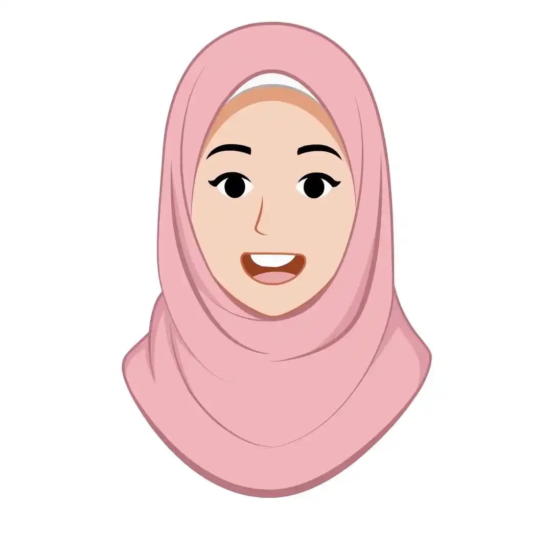 A female muslim office employee animated face expression vector cartoon character AKA Maryam