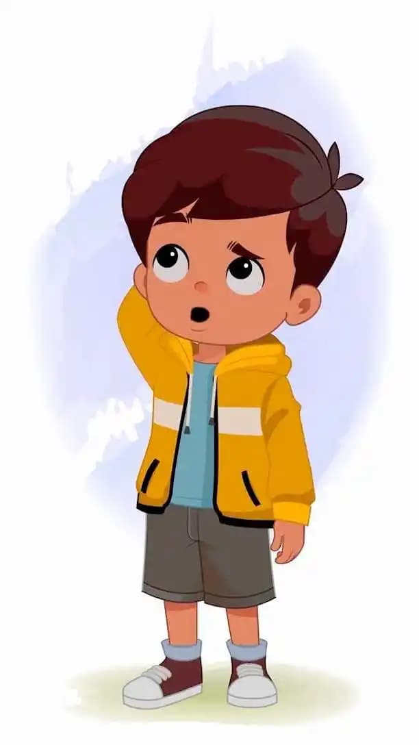 A Cool Indian confused charming boy animated vector cartoon character AKA Ryan