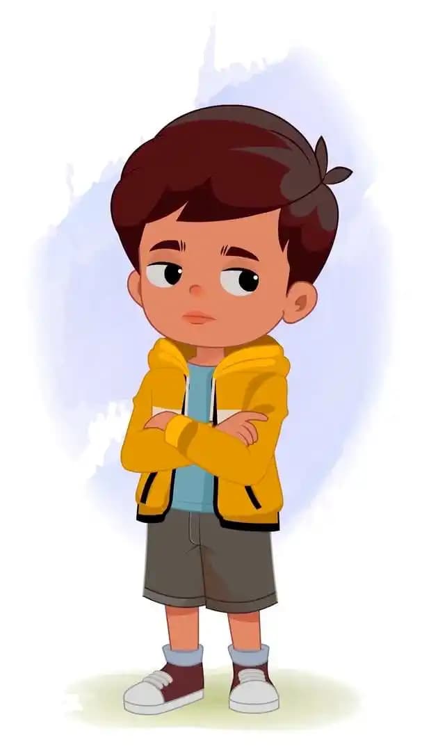 A Cool Indian annoyed charming boy animated vector cartoon character AKA Ryan