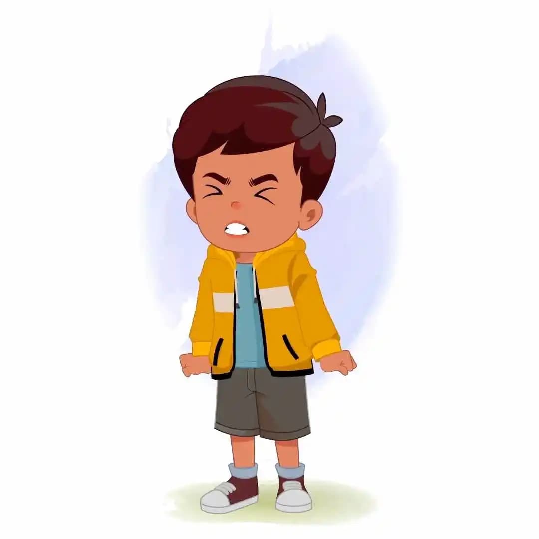 A Cool Indian angry charming boy animated vector cartoon character AKA Ryan