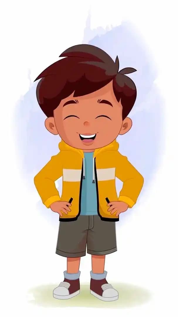 A Cool Indian charming boy animated laughing pose vector cartoon character AKA Ryan