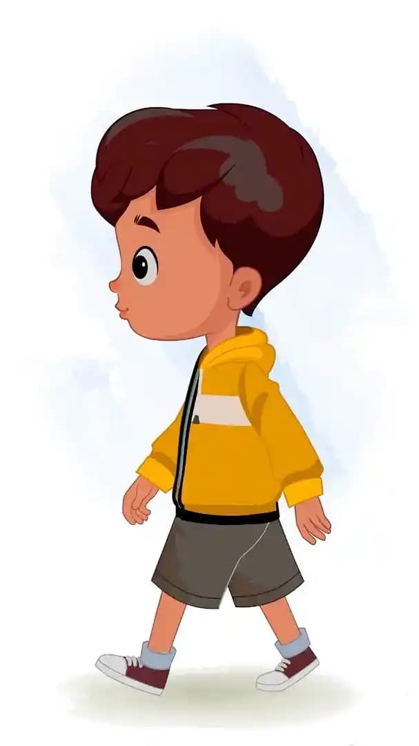 A Cool Indian charming boy animated walking pose vector cartoon character AKA Ryan