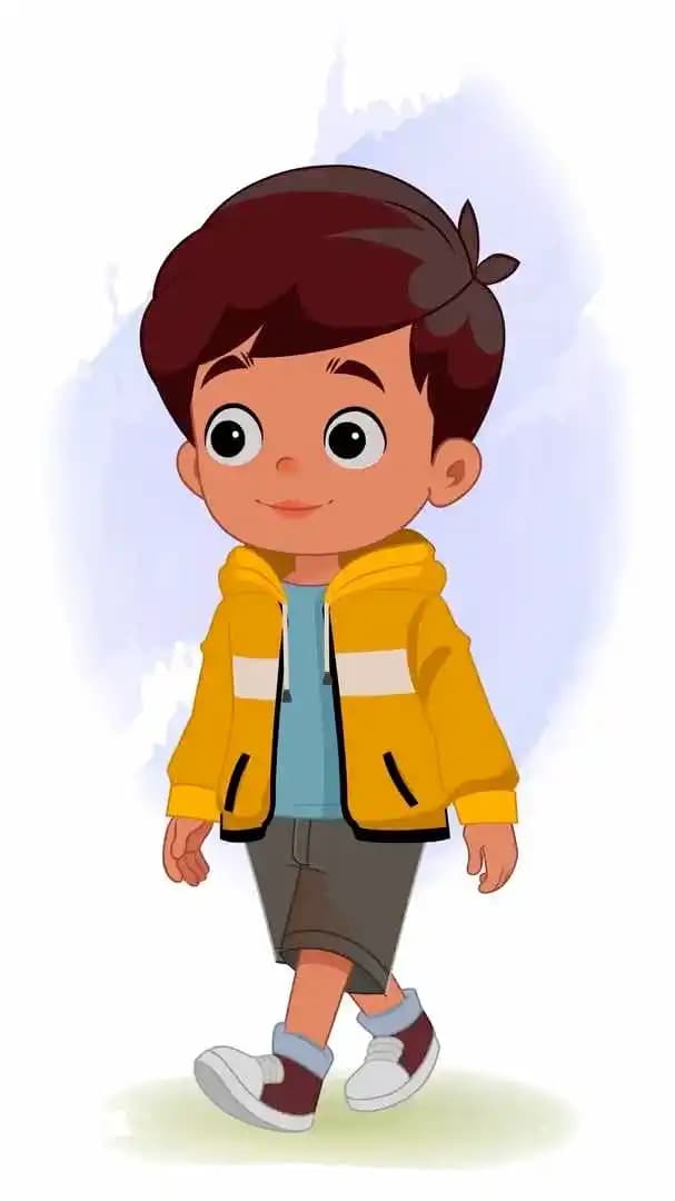 A Cool Indian charming boy animated walk cycle vector cartoon character AKA Ryan