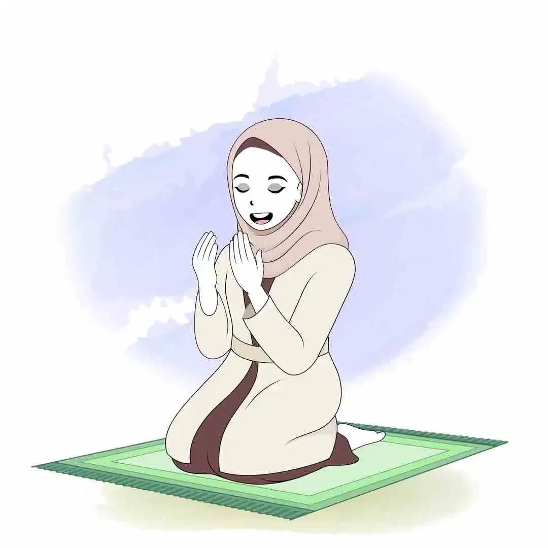 A female hijab character doing namaz animated cartoon vector AKA Zeenat
