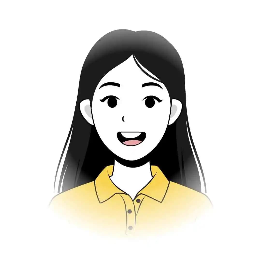 A female college student animated face expression vector cartoon character AKA Chun hwa