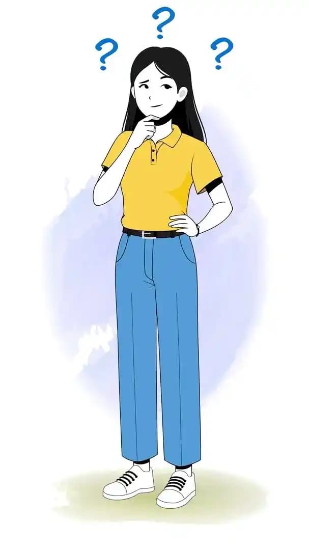 A female college student animated thinking pose vector cartoon character AKA Chun hwa