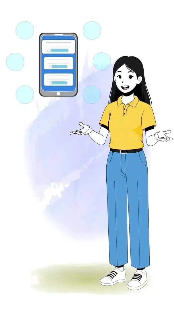 A female college student talking animated vector cartoon character AKA Chun hwa