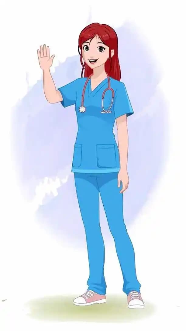 A female doctor saying hi animated vector cartoon character AKA Akira