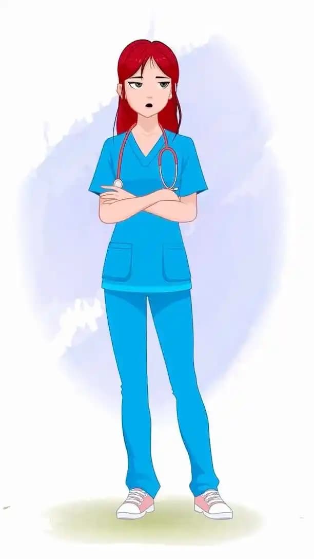An annoyed female doctor animated vector cartoon character AKA Akira