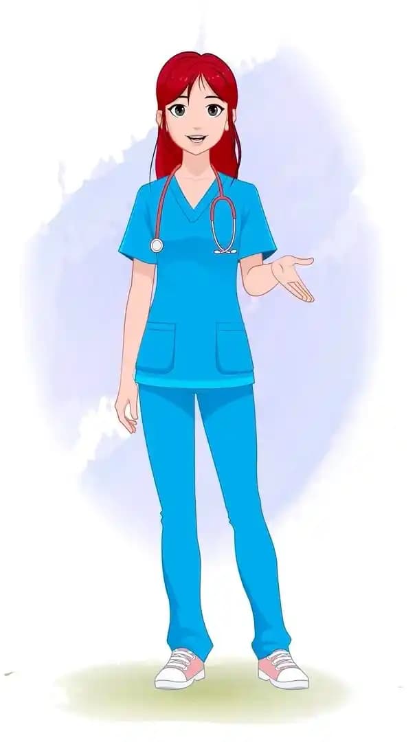 A female doctor animated talking pose vector cartoon character AKA Akira