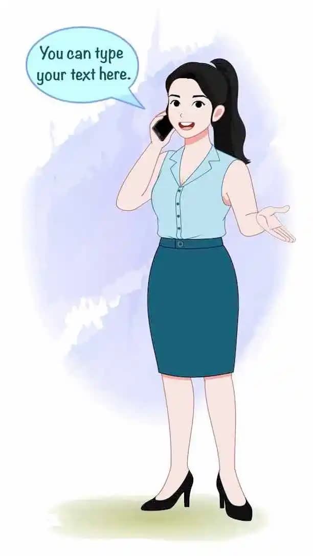 Female Office Character Talking on Phone Animated Vector Cartoon Character AKA Daina