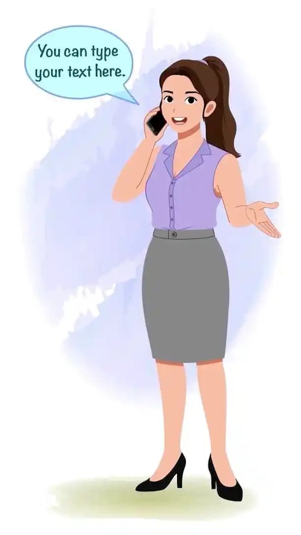 Businesswoman Talking on Phone Animated Vector Cartoon Character AKA Rachel