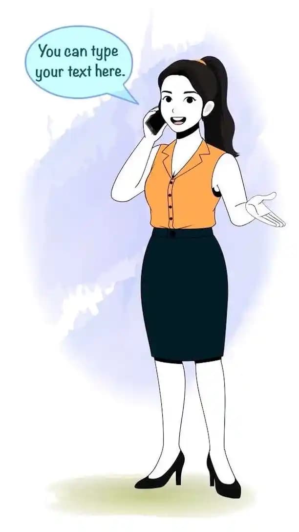 Female Office Character Talking on Phone Animated Vector Cartoon Character AKA Hena