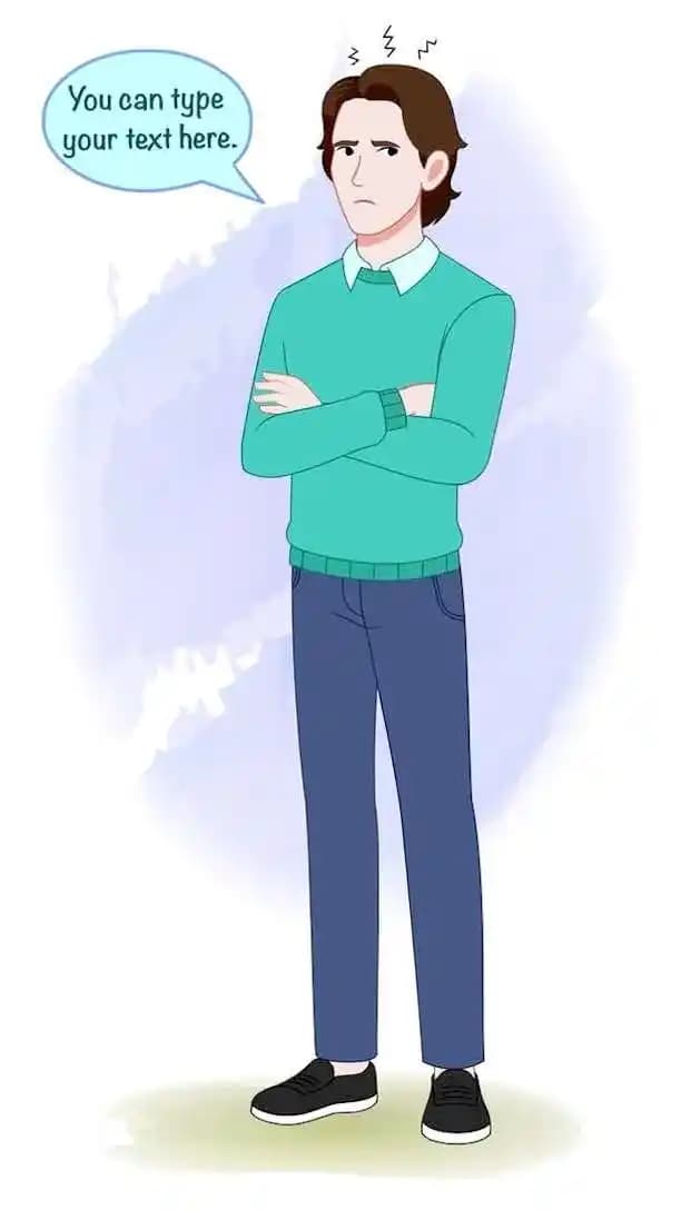 2d Animated young annoyed man in casual clothes vector cartoon character AKA Leon