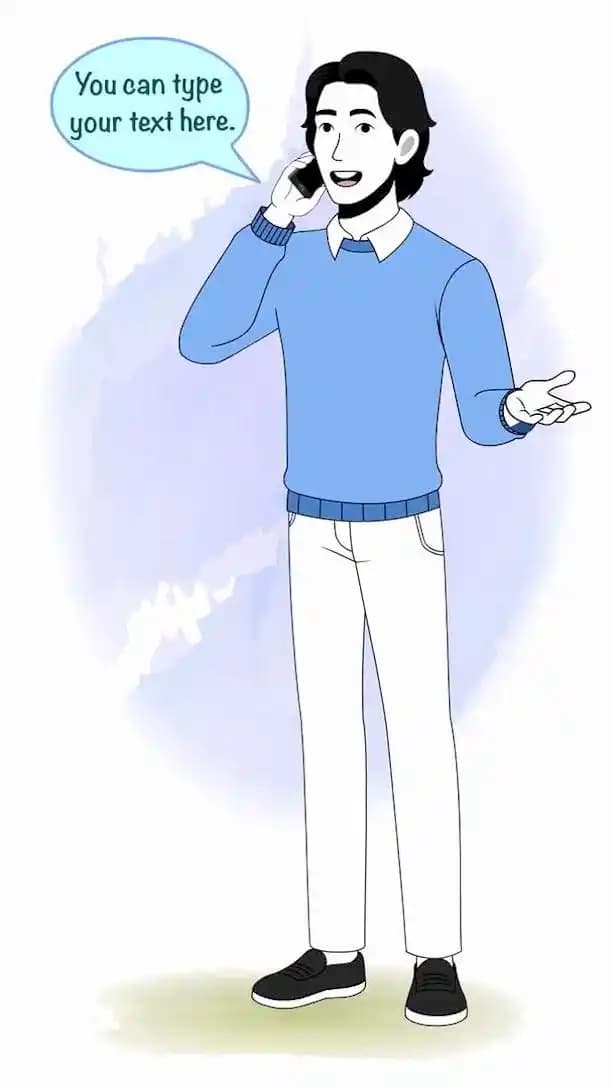 Businessman Animated Vector Cartoon Character Talking on Phone Pose AKA Jungkook