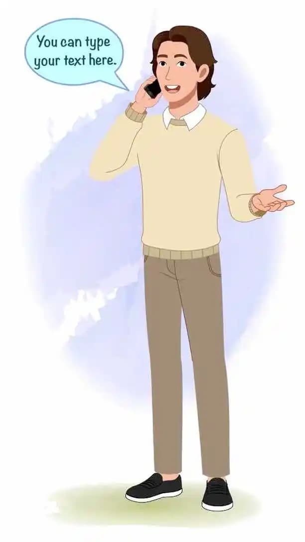 Animated Business Character Talking on Phone Animated Vector Cartoon Character AKA Lucas