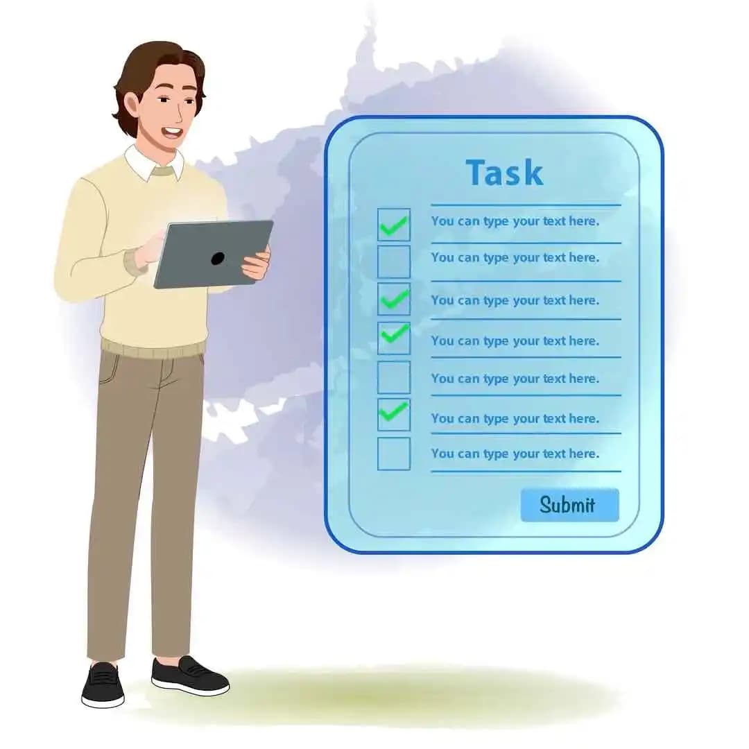 Animated Businessman Character Using Tablet with To Do Checklist Animated Vector Cartoon Character AKA Lucas