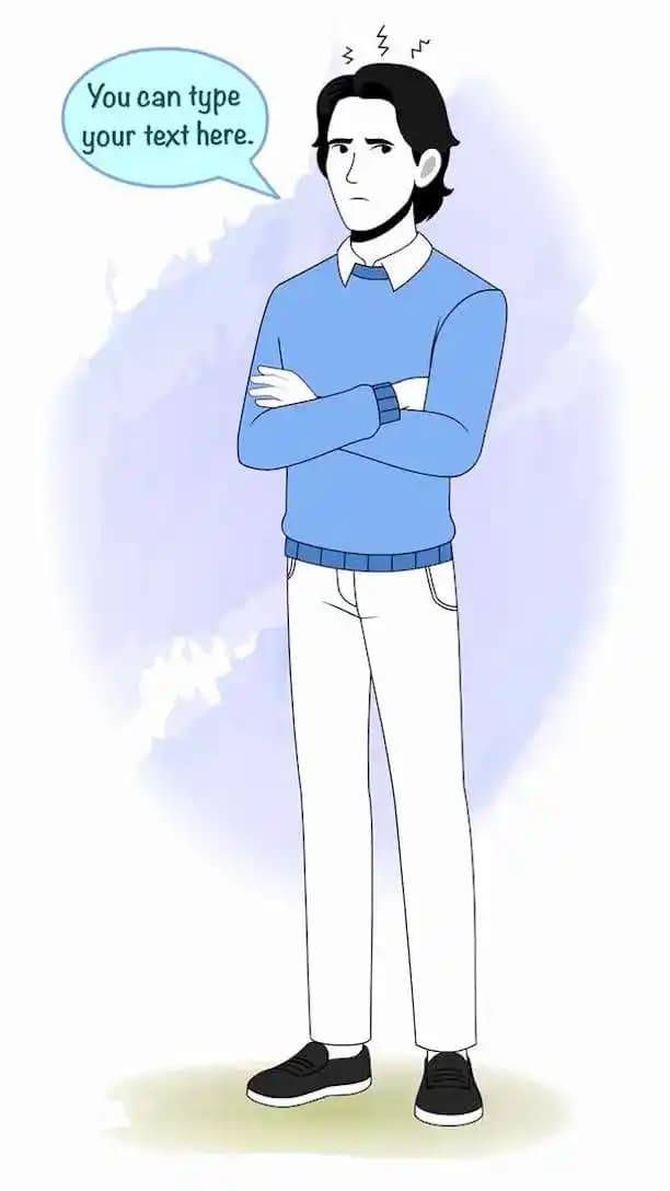 Businessman Animated Vector Cartoon Character Annoyed Expression with Folded Arms AKA Jungkook