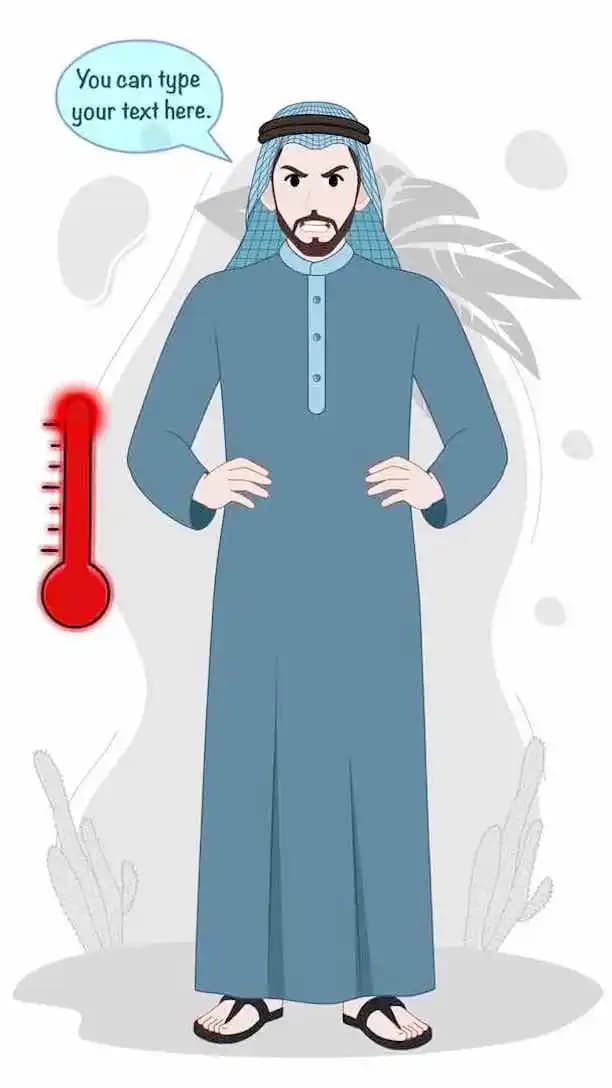 A muslim arab angry sheikh animated vector cartoon character AKA Mustafa