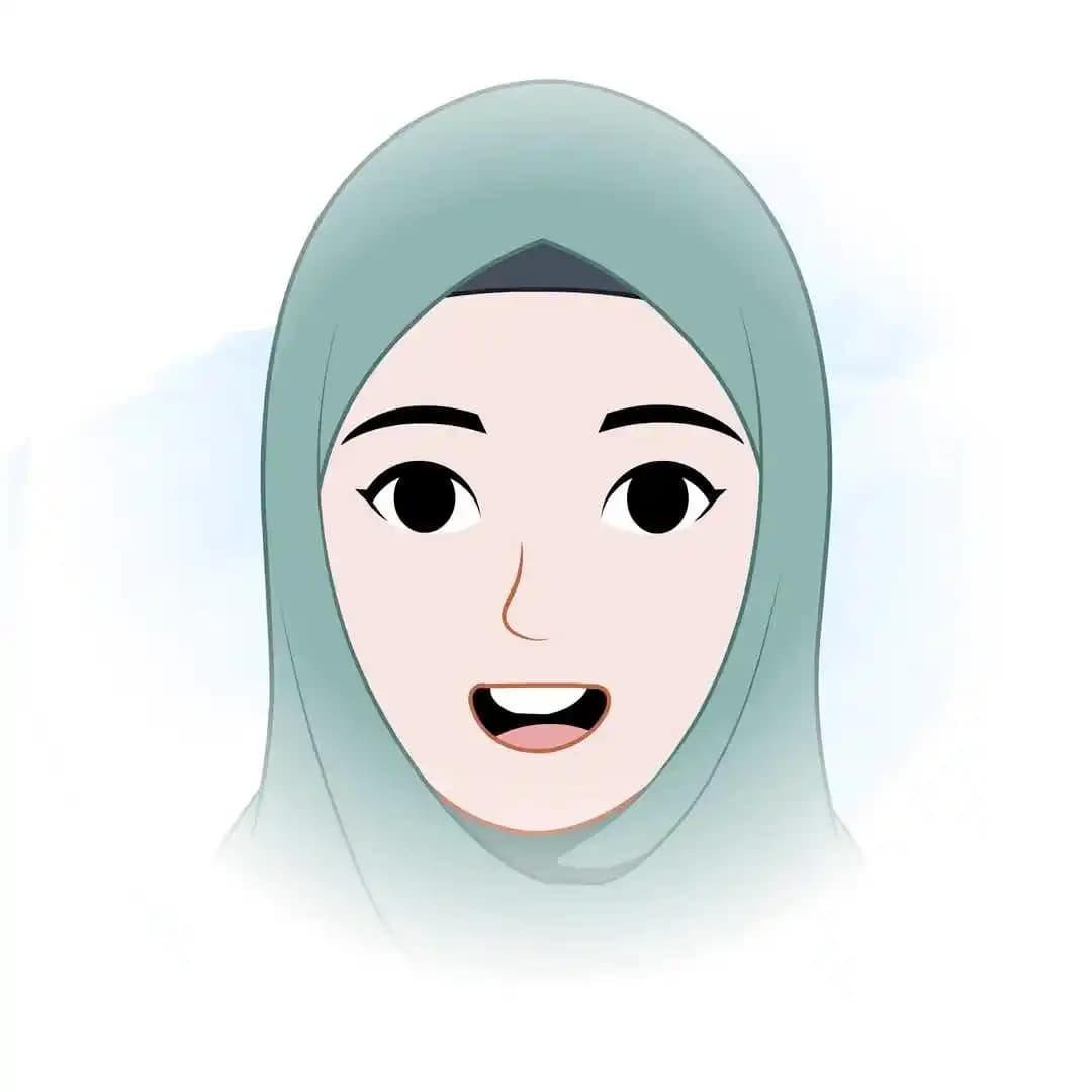 A Green Hijab female character animated face expression cartoon vector AKA Alisha