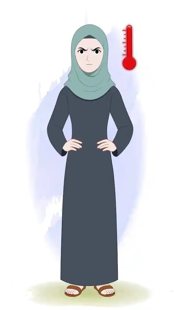 A Green Hijab female character animated angry pose cartoon vector AKA Alisha