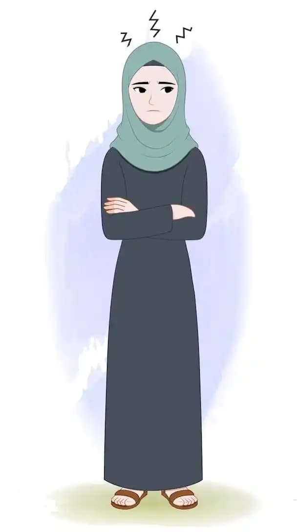 A Green Hijab female character animated annoyed pose cartoon vector AKA Alisha