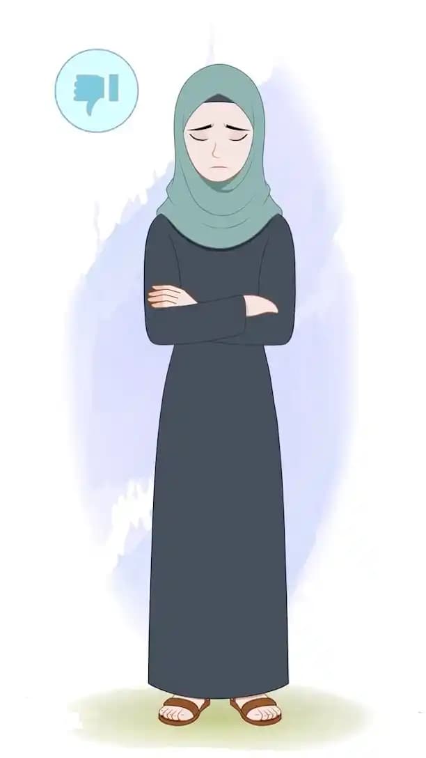 A Green Hijab female character animated sad pose cartoon vector AKA Alisha