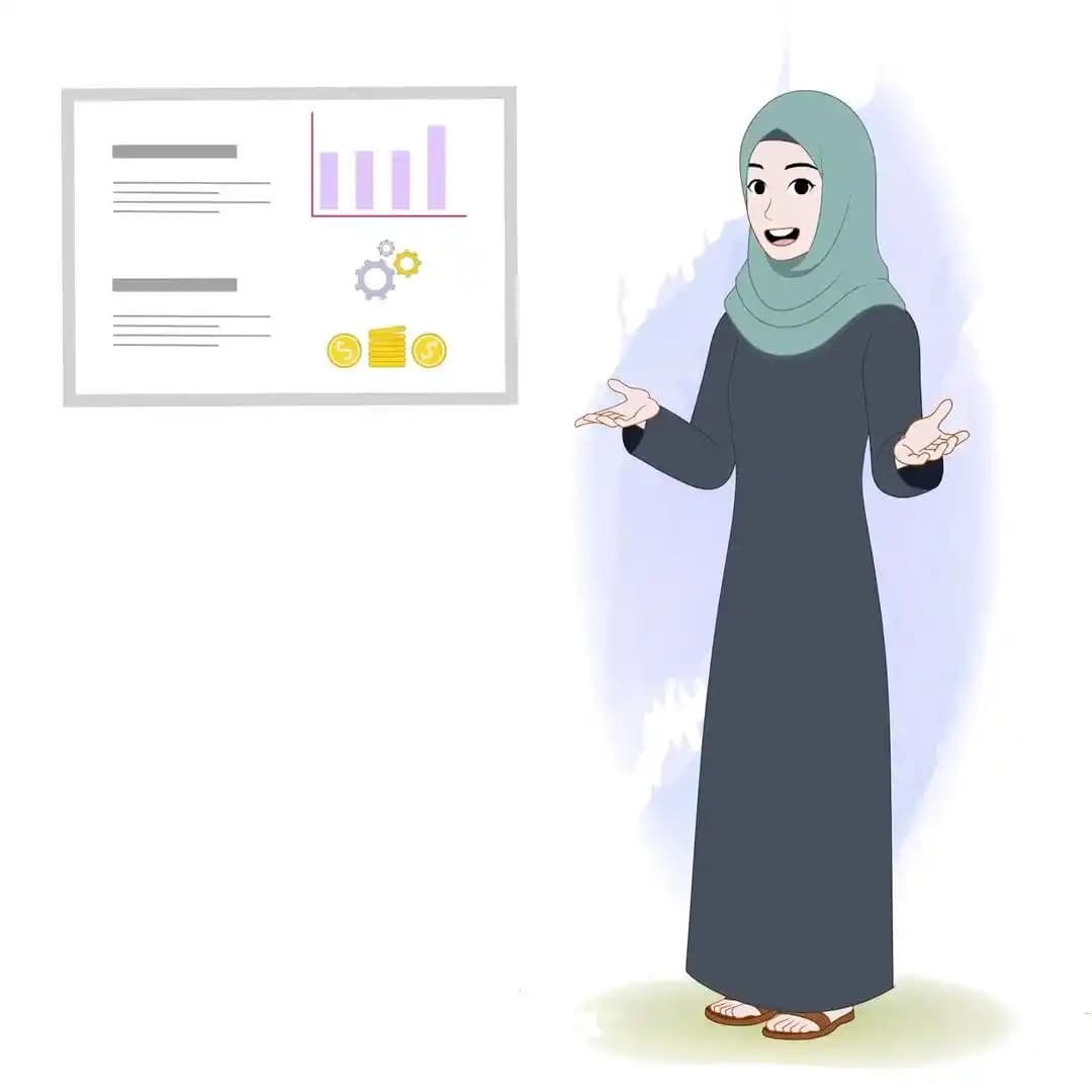 A Green Hijab female character talking animated cartoon vector AKA Alisha