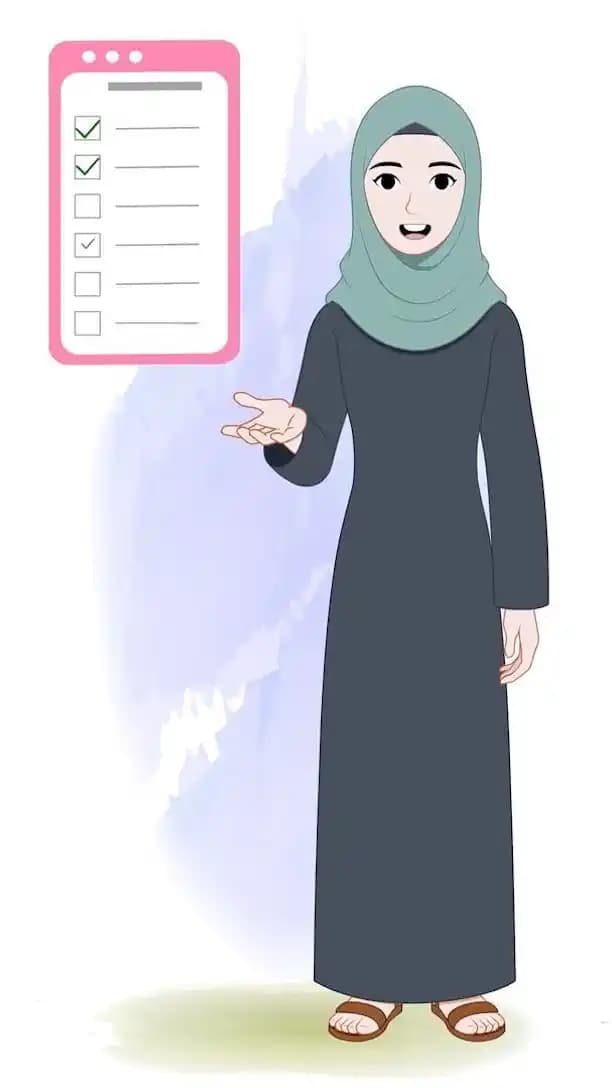 A Green Hijab female character animated talking pose cartoon vector AKA Alisha