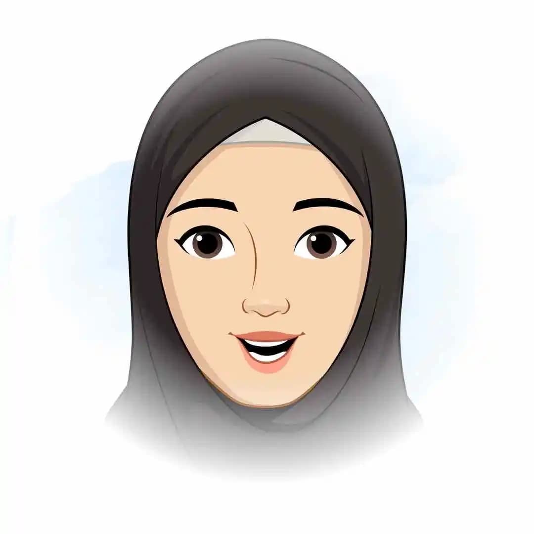 A female arabic character in black hijab animated face expression vector AKA Mahjabeen