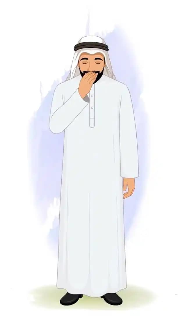 A 2d animated arab sheikh businessman greeting pose vector cartoon character AKA Usman