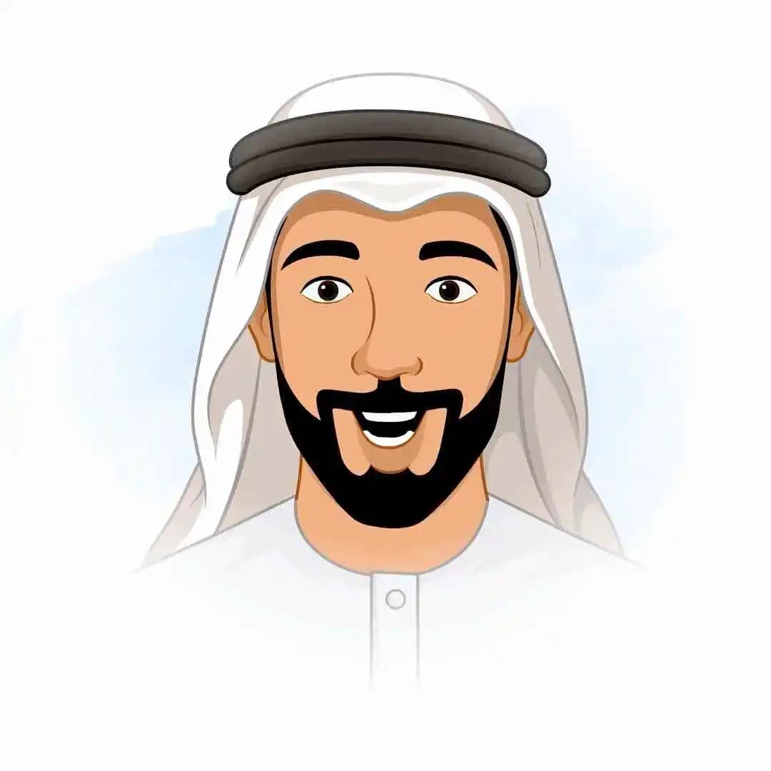 A 2d animated arab sheikh businessman face expression vector cartoon character AKA Usman