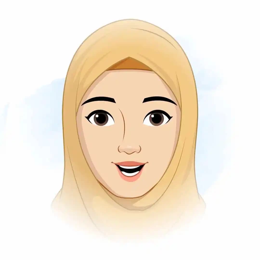 A middle eastern hijab woman animated face expression vector cartoon character AKA Amirah