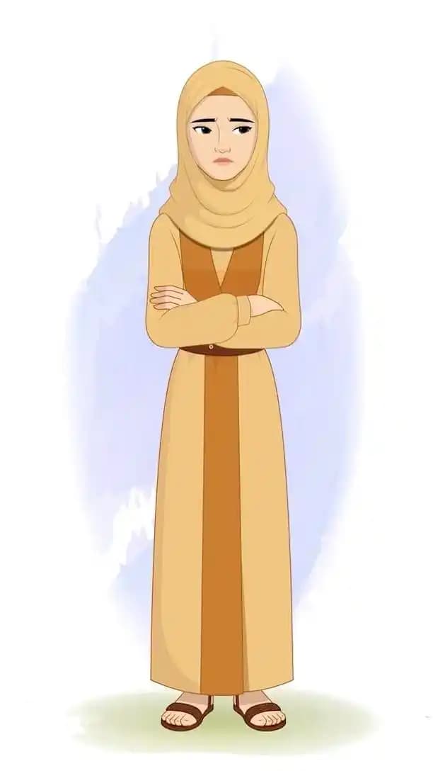 A middle eastern hijab woman animated annoyed pose vector cartoon character AKA Amirah