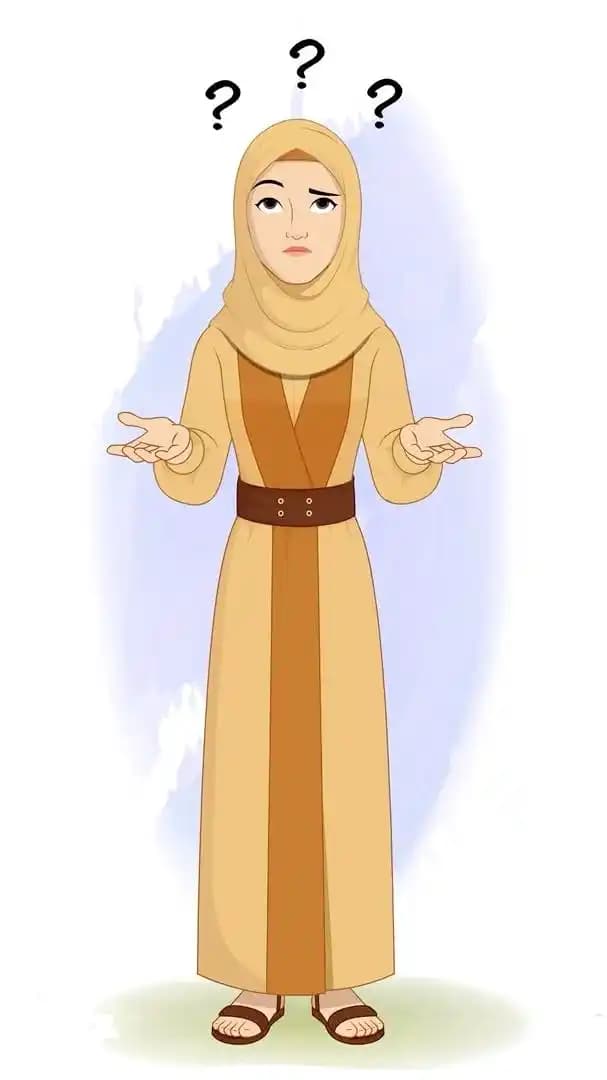 A middle eastern hijab woman animated confused pose vector cartoon character AKA Amirah