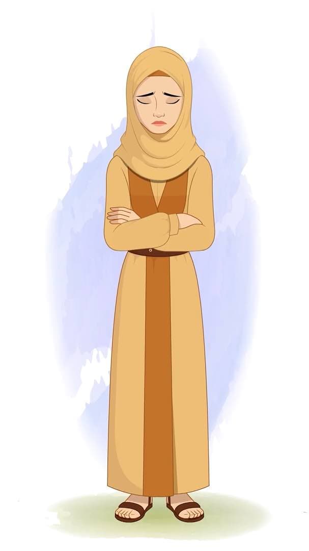 A middle eastern hijab woman animated sad pose vector cartoon character AKA Amirah