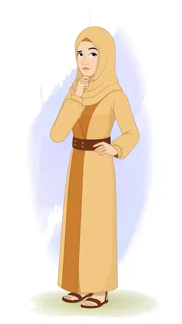 A middle eastern hijab woman animated thinking pose vector cartoon character AKA Amirah