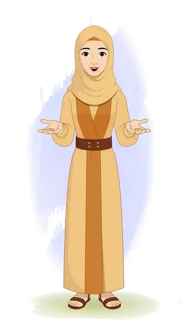 A middle eastern hijab woman animated talking pose vector cartoon character AKA Amirah