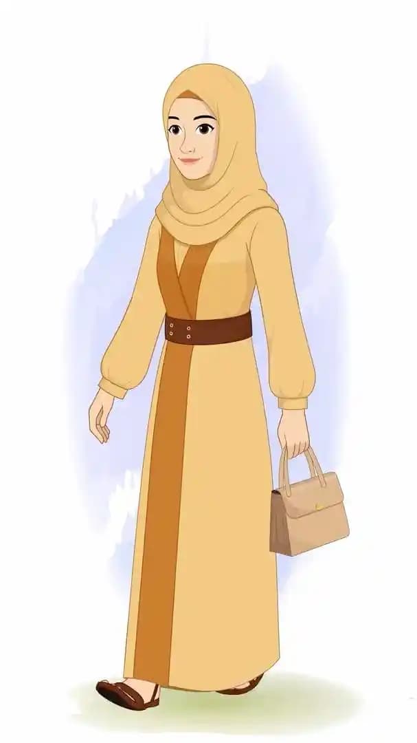 A middle eastern hijab woman animated walk cycle with bag vector cartoon character AKA Amirah
