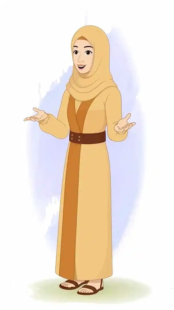 A middle eastern hijab woman talking animated vector cartoon character AKA Amirah