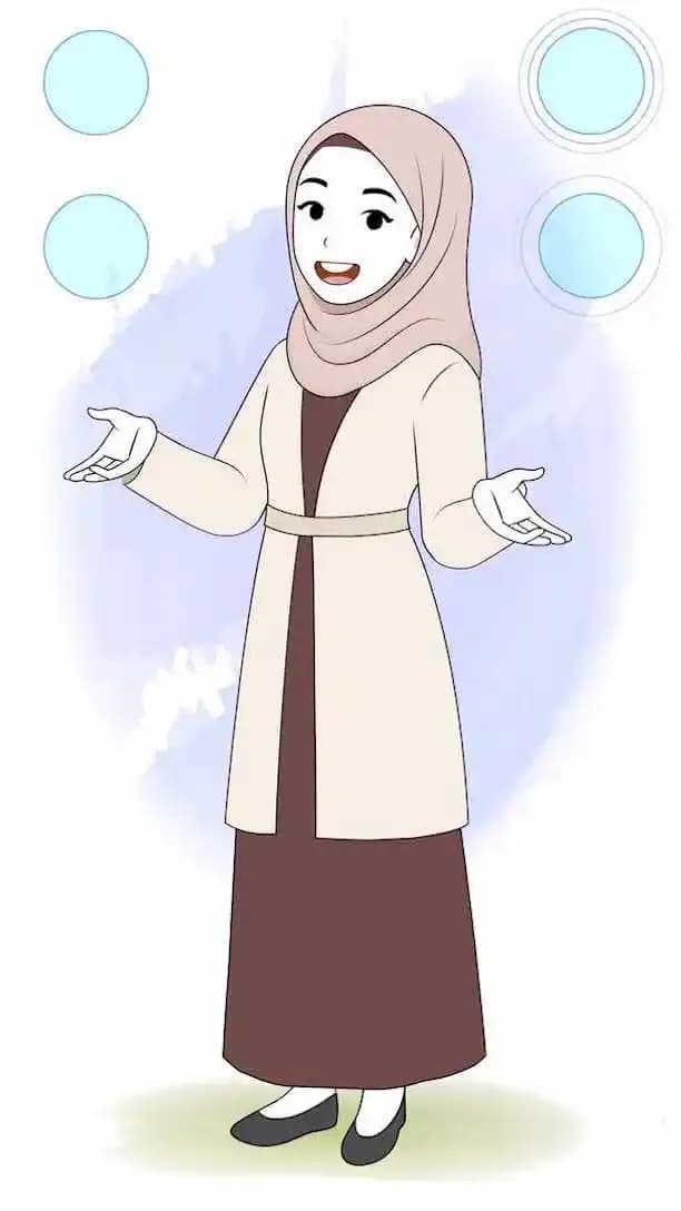A female hijab character animated talking pose cartoon vector AKA Zeenat